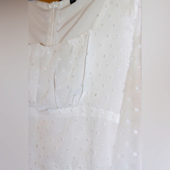 White Swiss Polka Dot Long Sleeve Dress Size XL - Picture 6 of 10